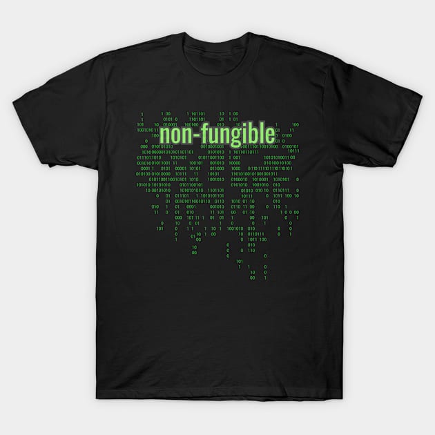 Crypto Tech Non-Fungible Digital Array Bright Green T-Shirt by FutureImaging